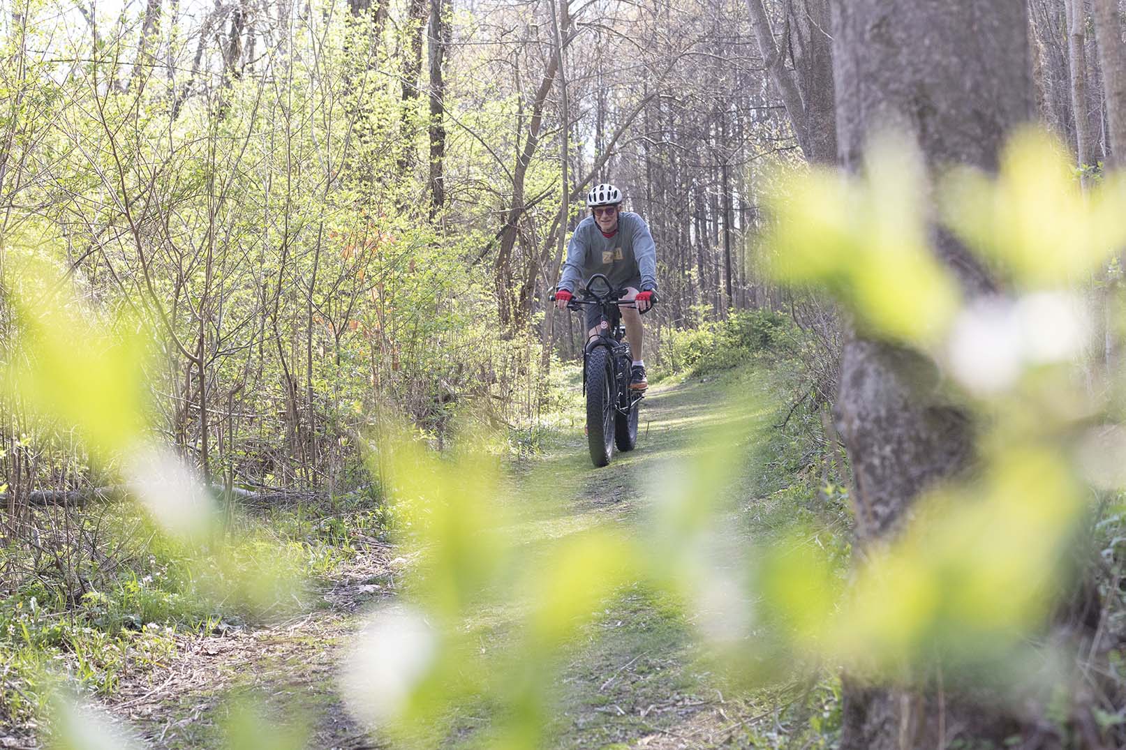 A man biking at Love Creek County Park