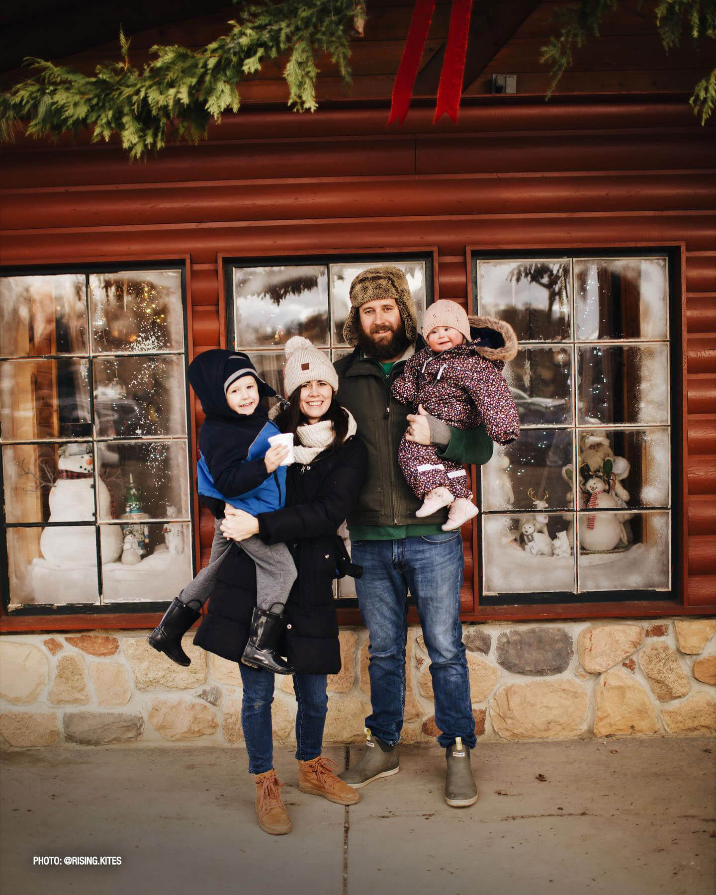 A family posing for a photo.