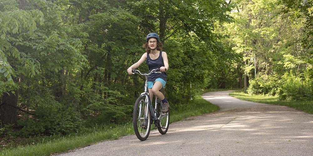 biking a trail in St Joseph Michigan