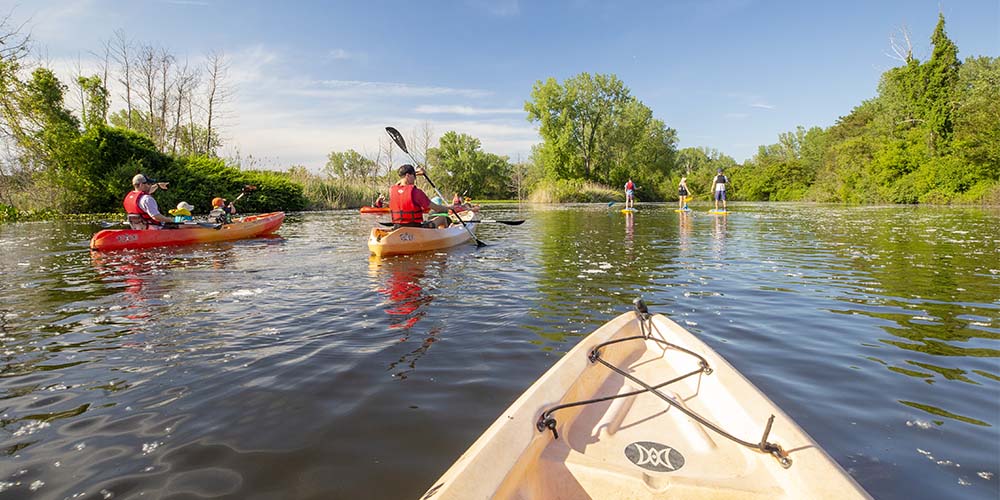 paddling a river in Benton Harbor Michigan