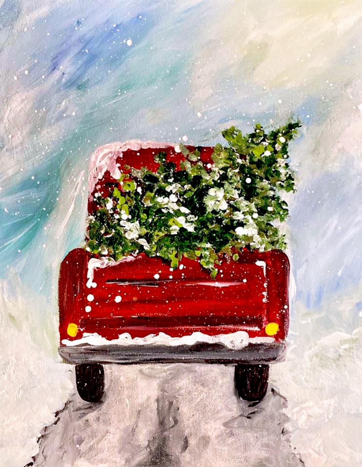 Red Christmas Truck Painting, November 14th