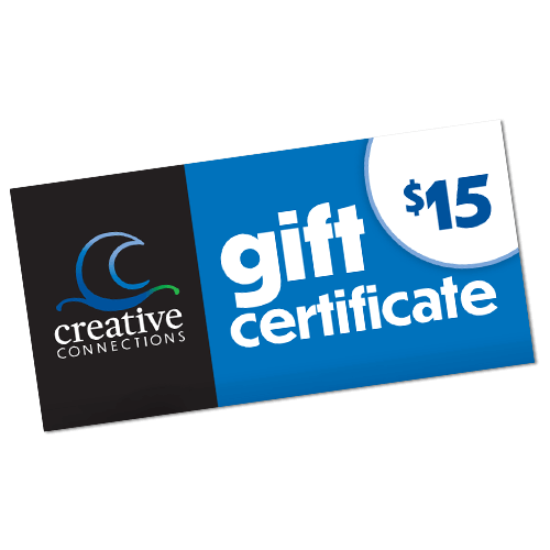 $15 gift card to a Creative Connections destination of your choice.